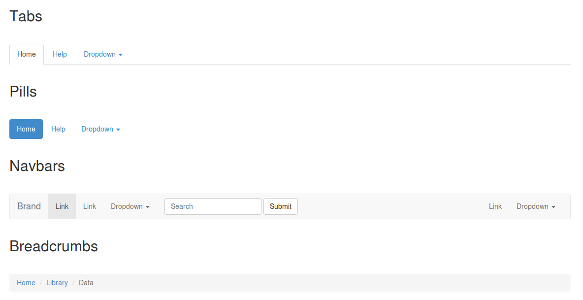 Tabs, pills, navbars, breadcrumbs