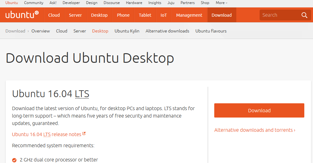 Enlace de Ubuntu