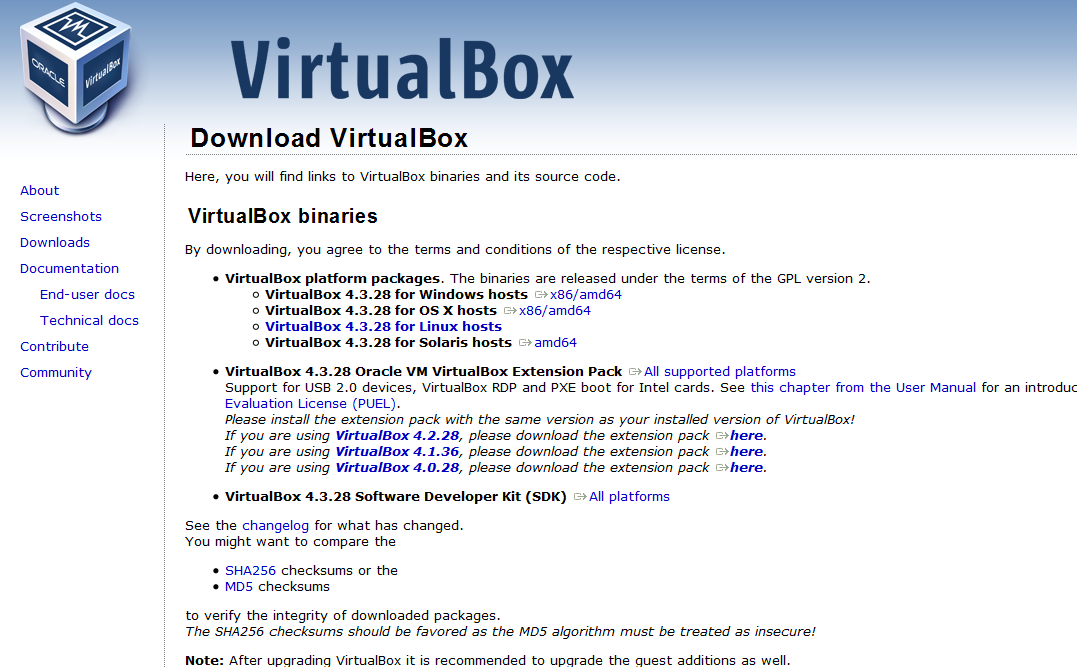 Descarga de VirtualBox