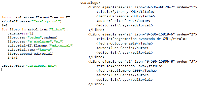 Código ejemplo modificar XML