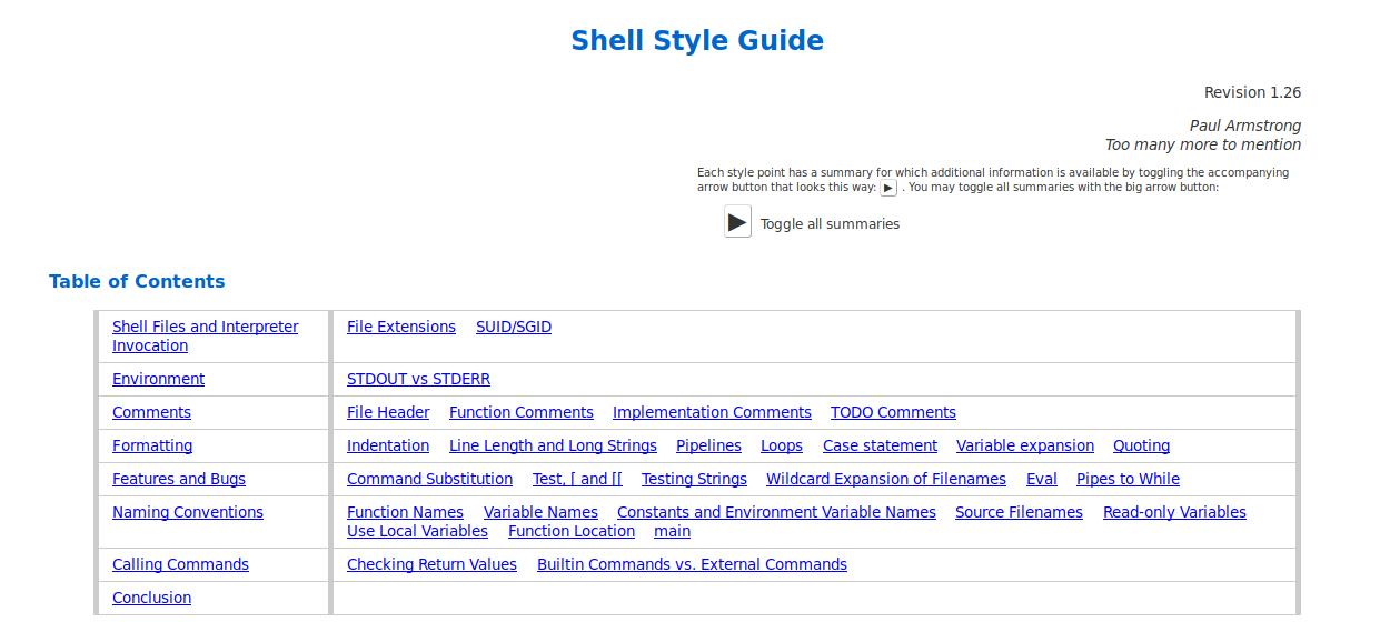 Guía de estilo de Google de Bash Shell Script